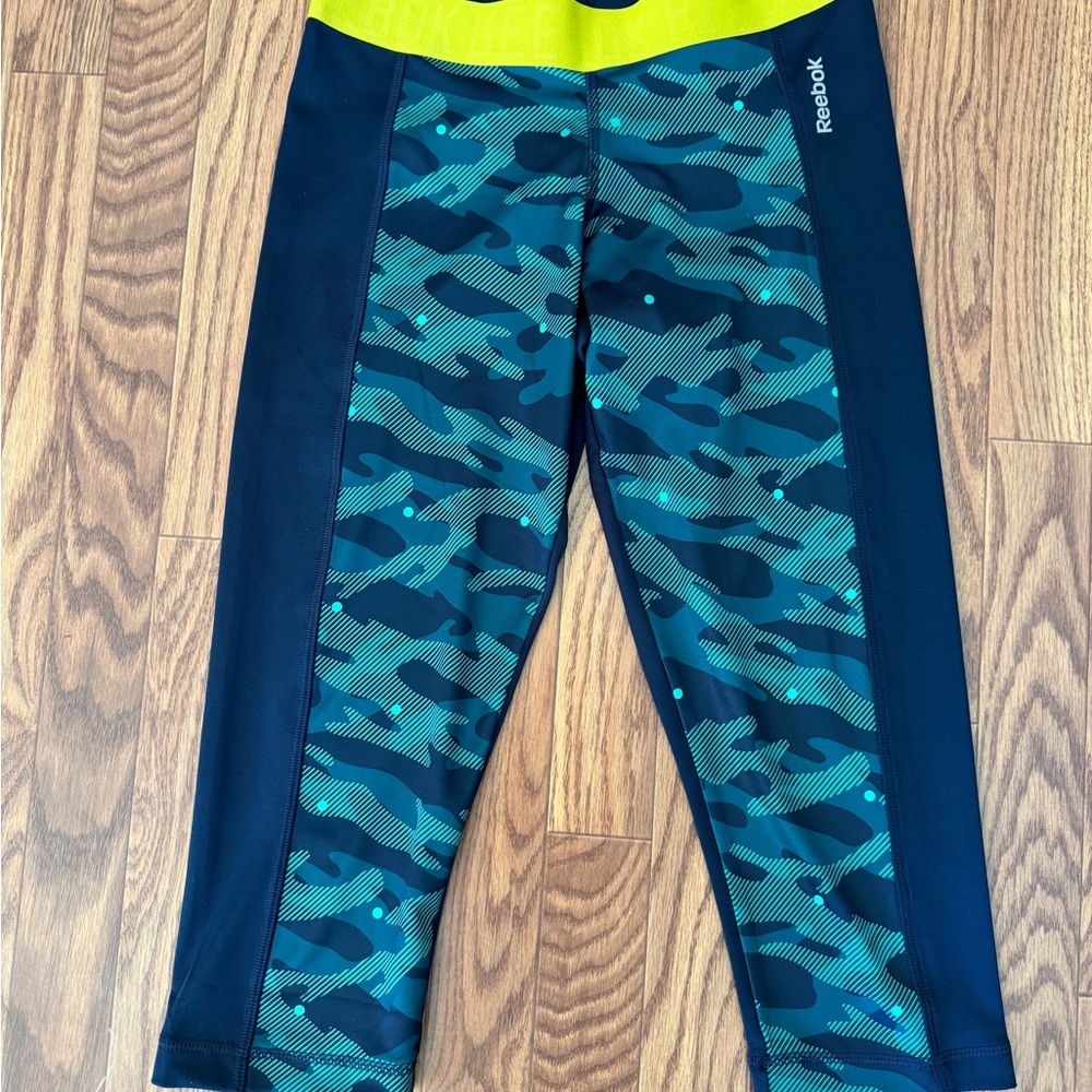 Reebok Girls' Teal Green Camo Performance Leggings